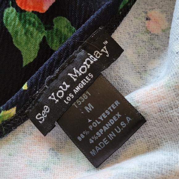 Neon See You Monday Floral Crop Top - Picture 3 of 3